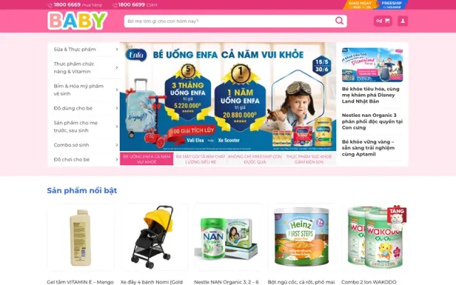 Mẫu web cho shop mẹ và bé 3
