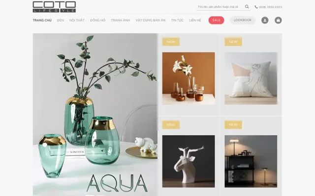 Mẫu web bán sản phẩm trang trí nội thất nhà cửa