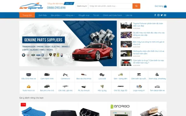 Mẫu web bán phụ kiện xe hơi 2