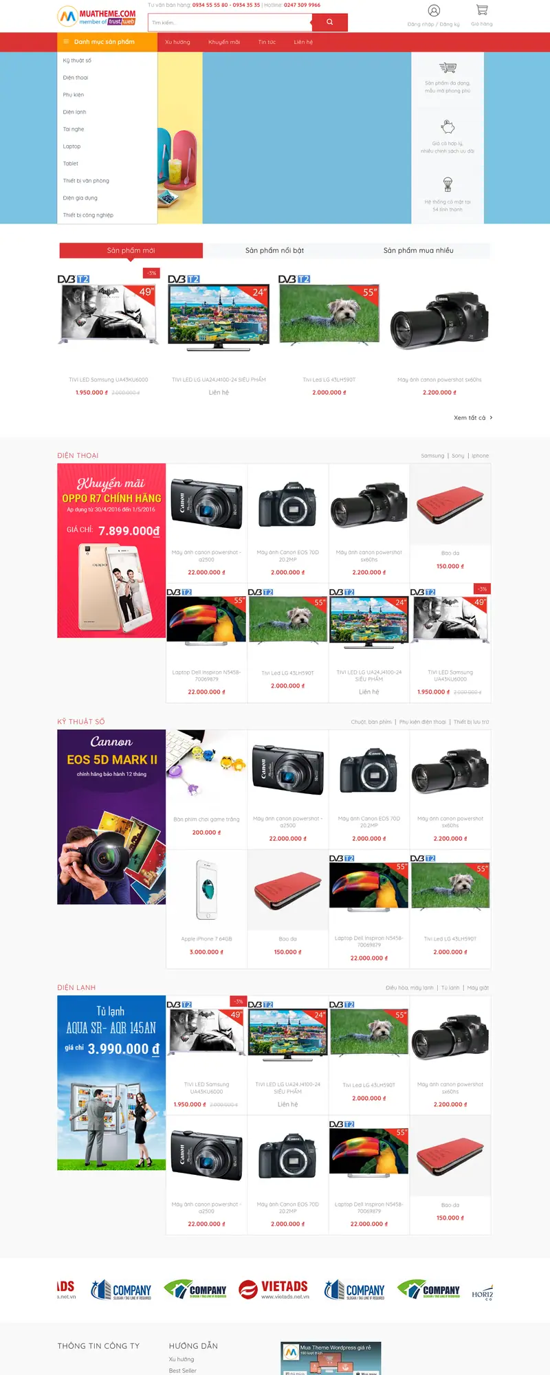 Mẫu web thương mại điện tử dxt store 2 – màn hình 1