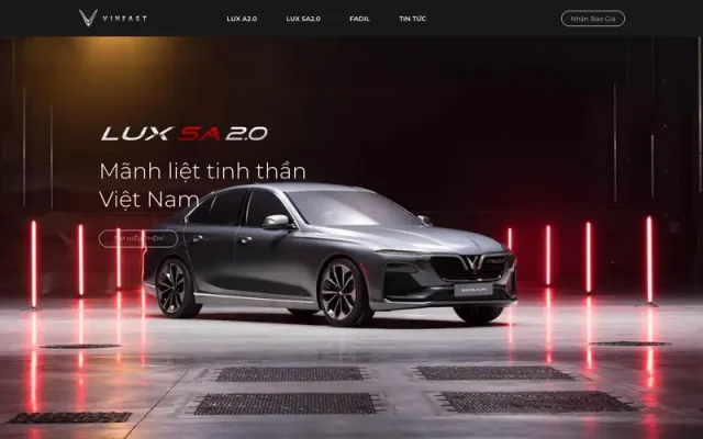 Mẫu web giới thiệu ô tô giống vinfast