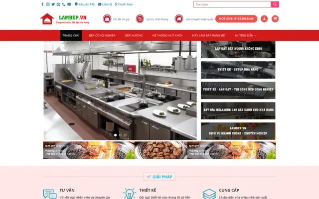 Mẫu web bán thiết bị bếp nhà hàng