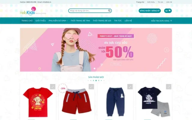 Mẫu web thời trang trẻ em kids