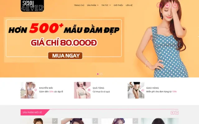 Mẫu web thời trang 5 – đồ lót, nội y