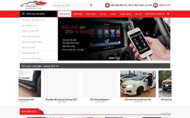 Mẫu web bán phụ kiện xe hơi – phụ kiện ô tô