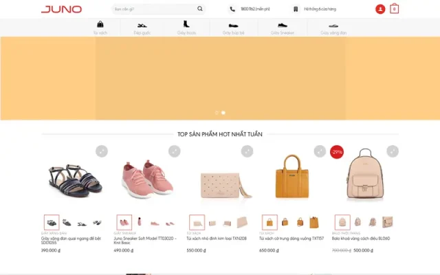 Mẫu web bán giày dép thời trang giống juno