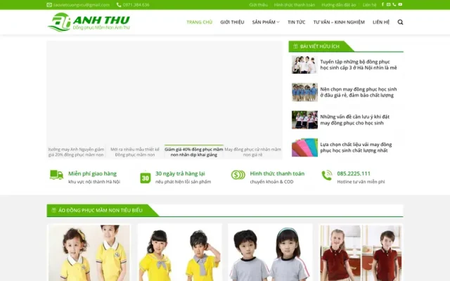 Mẫu web bán đồng phục mầm non