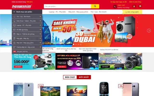 Mẫu web thương mại điện tử điện máy giống nguyễn kim