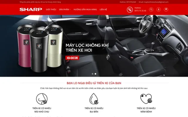 Mẫu web bán máy lọc khí trên oto