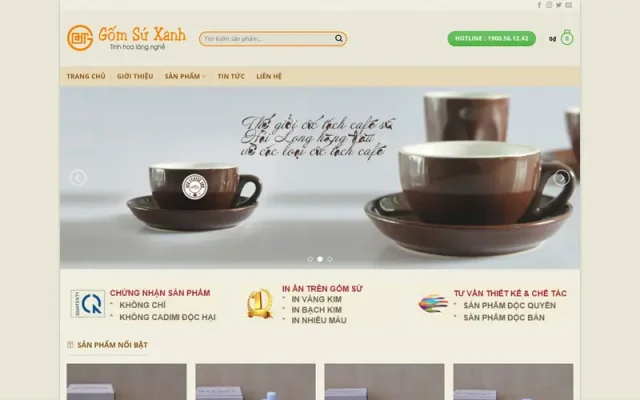Mẫu web bán gốm sứ 2 – gốm sứ xanh