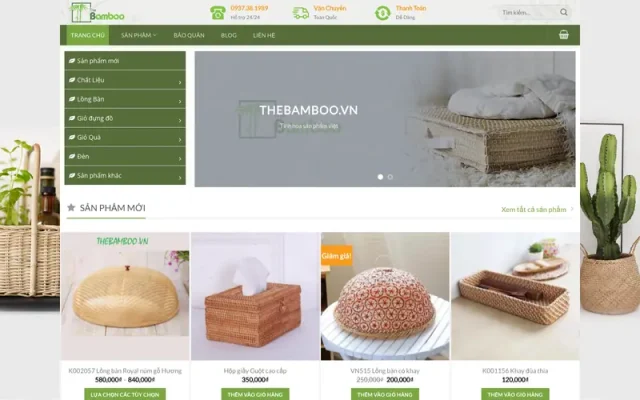 Mẫu web bán hàng thủ công mỹ nghệ the bamboo