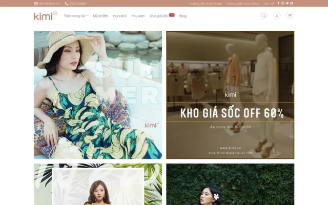 Mẫu web thời trang, phụ kiện, mỹ phẩm kimi