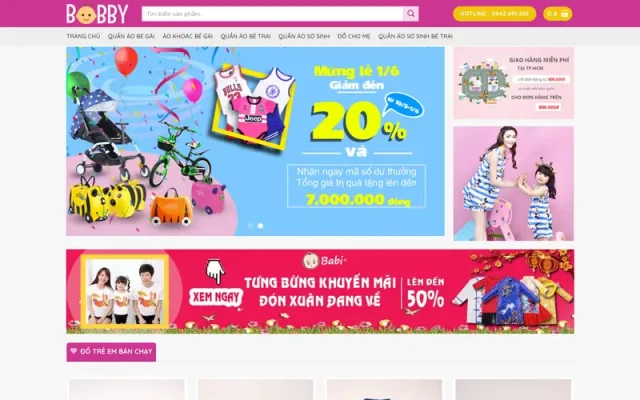 Mẫu web thời trang trẻ em