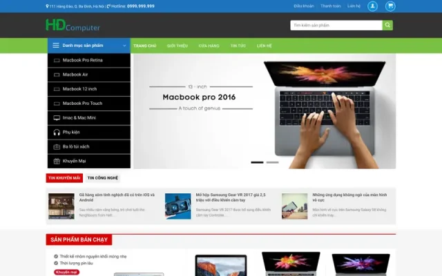 Mẫu web bán laptop giống macone.vn