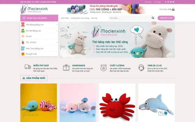 Mẫu web bán hàng hand made đan len – móc len