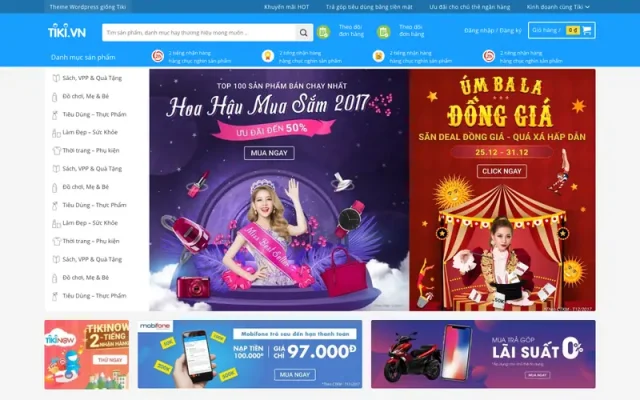 Mẫu web thương mại điện tử giống tiki