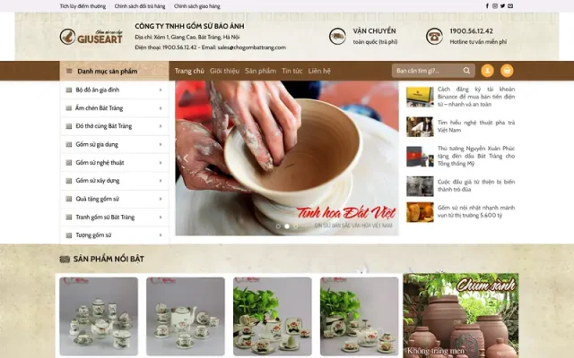 Mẫu web bán gốm sứ bát tràng