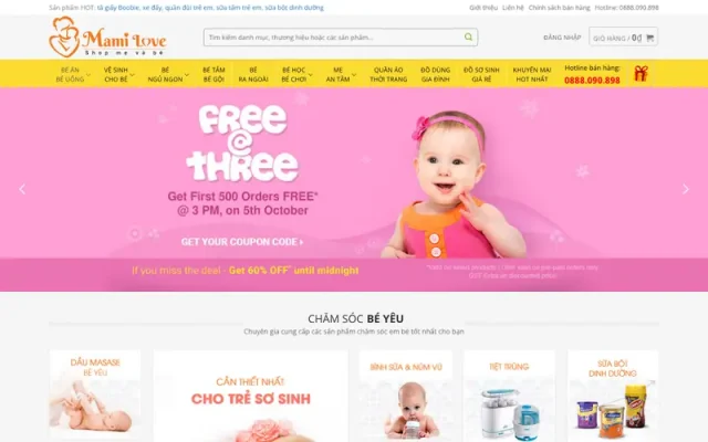 Mẫu web cho shop mẹ và bé