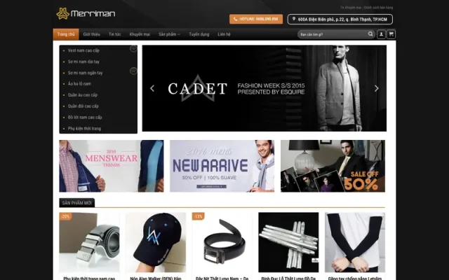 Mẫu web bán hàng thời trang nam