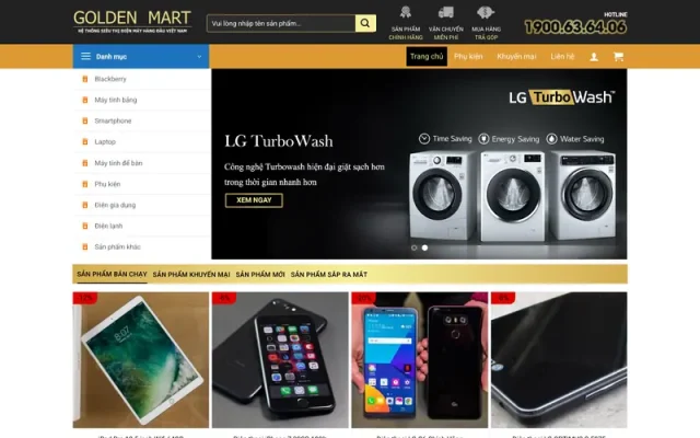 Mẫu web bán điện thoại, siêu thị điện máy