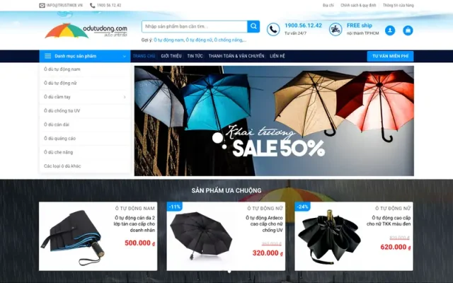 Mẫu web bán ô dù thời trang và tối ưu