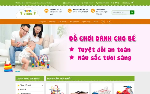 Mẫu web bán hàng thời trang, đồ chơi trẻ em