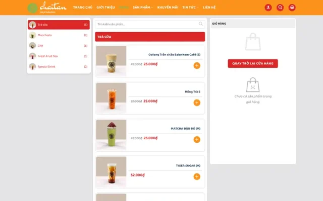 Mẫu web bán trà sữa, thức ăn nhanh cao cấp – milktea