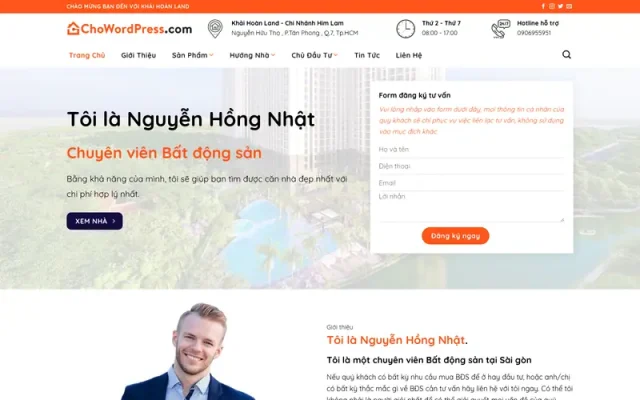 Mẫu web bất động sản cho chuyên viên tư vấn cá nhân