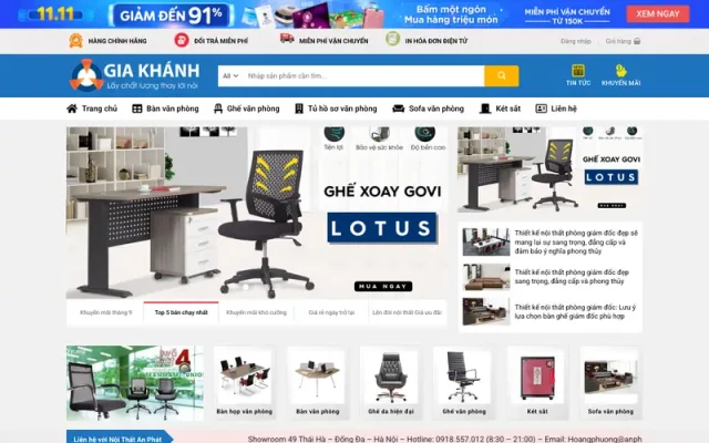 Mẫu web bán bàn ghế nội thất văn phòng M231