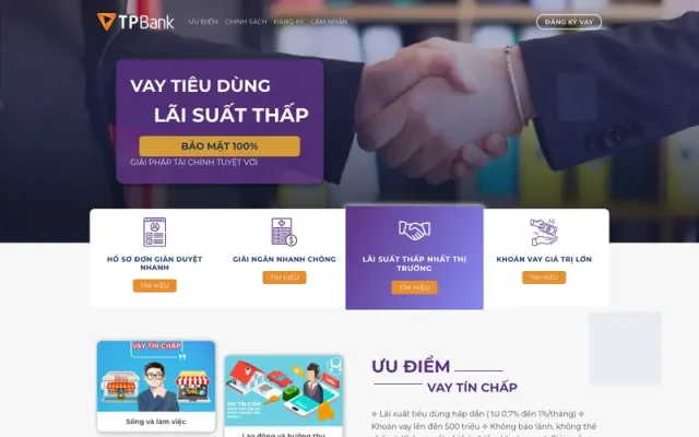 Mẫu web vay tiền online, vay tín chấp 4
