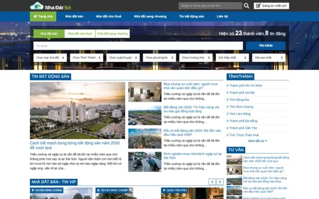 Mẫu web rao vặt bất động sản