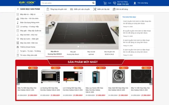 Mẫu web bán hàng đồ gia dụng, bếp M223