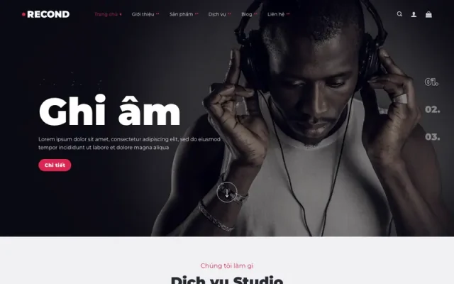 Mẫu web bán thiết bị âm thanh, dịch vụ thu âm