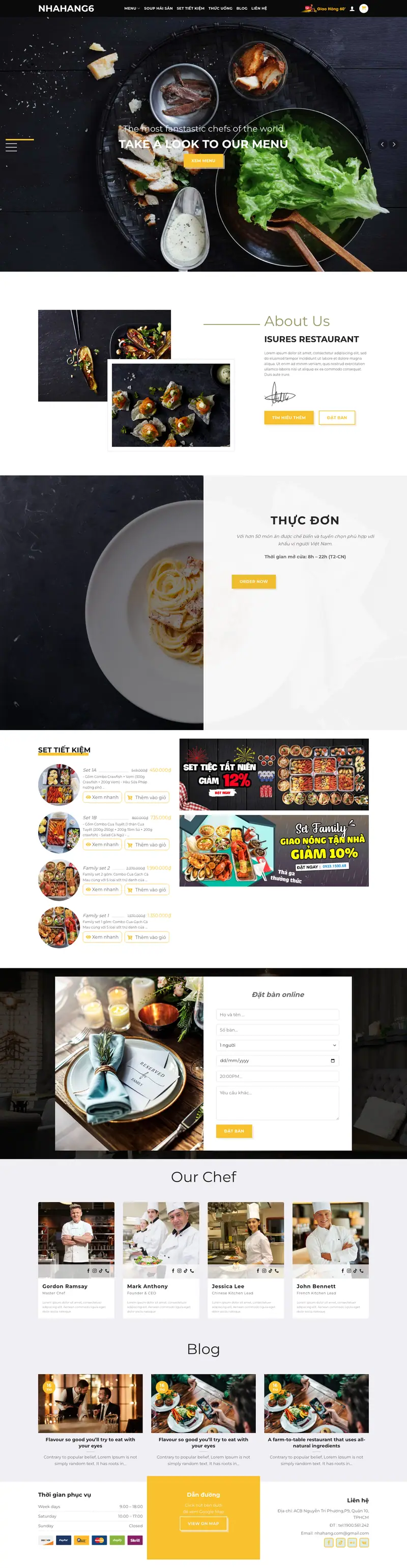 Mẫu web nhà hàng cao cấp – 6 – màn hình 1