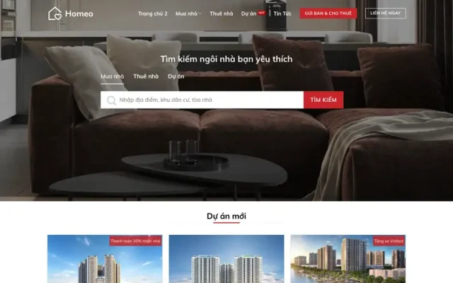 Mẫu web bất động sản cao cấp 999