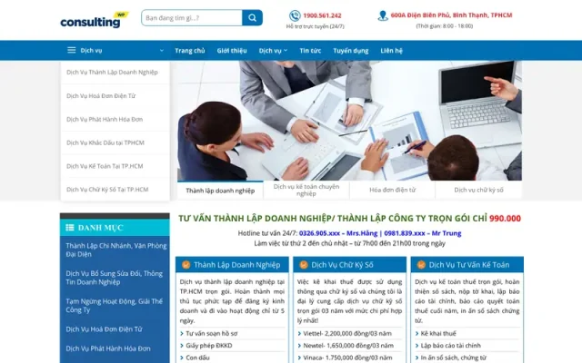 Mẫu web dịch vụ thành lập công ty – doanh nghiệp