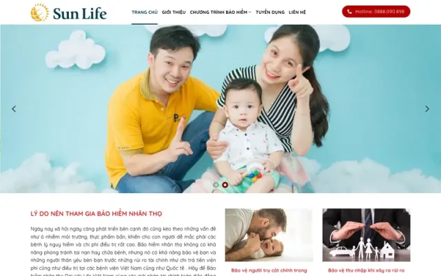 Mẫu web giới thiệu dịch vụ bảo hiểm nhân thọ sunlife