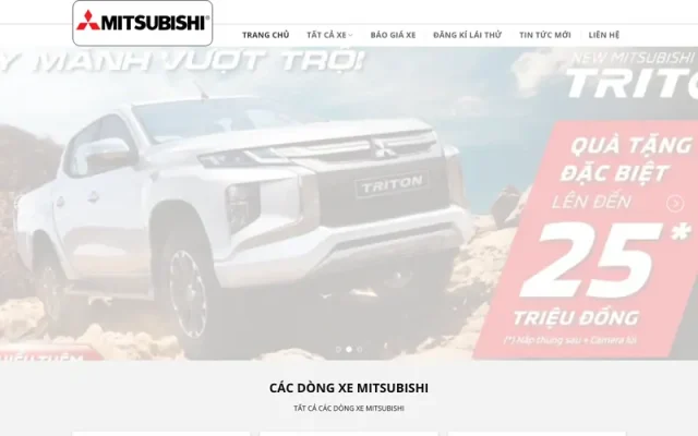 Mẫu web bán ô tô mitsubishi chuyên nghiệp