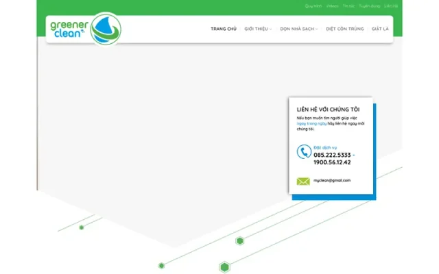 Mẫu web dịch vụ vệ sinh, dọn dẹp nhà cửa – greener clean