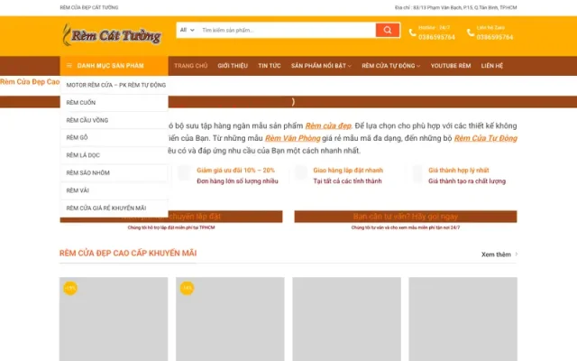 Mẫu web bán hàng rèm cửa trang trí M175