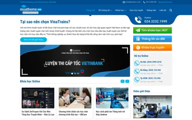 Mẫu web khóa học online đơn giản