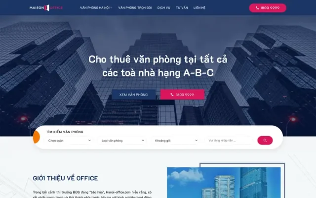 Mẫu web cho thuê văn phòng mtoffice