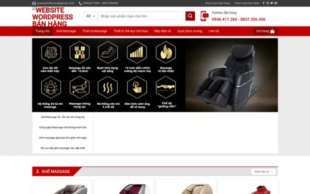 Mẫu web bán hàng thiết bị thể dục thể thao M163