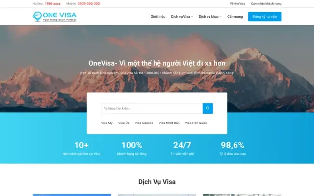Mẫu web dịch vụ làm visa, hộ chiếu