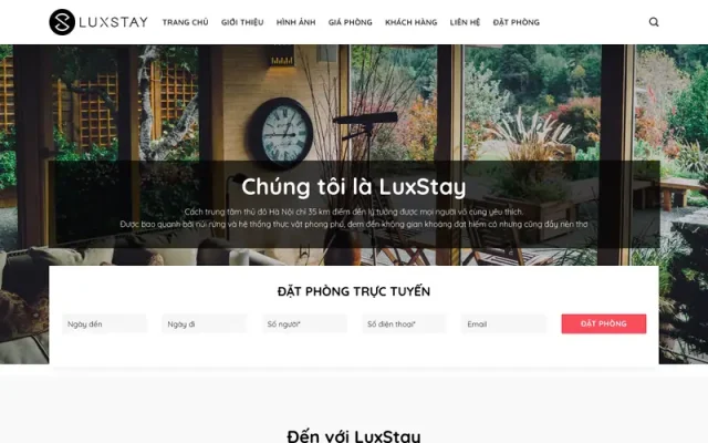 Mẫu web giới thiệu home stay, khách sạn luxstay