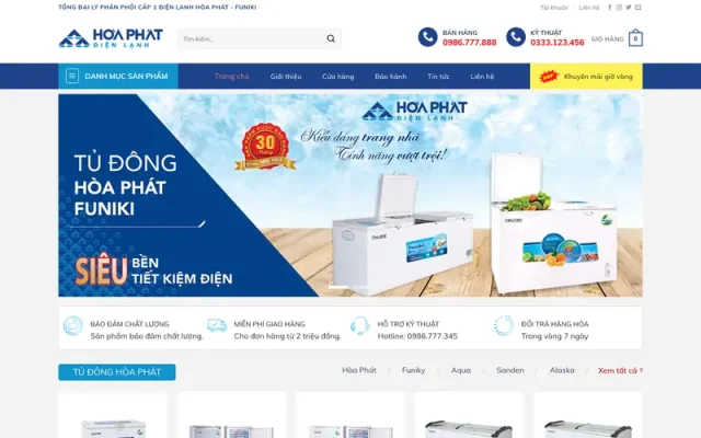Mẫu web bán điện lạnh, điều hòa, tủ lạnh M144