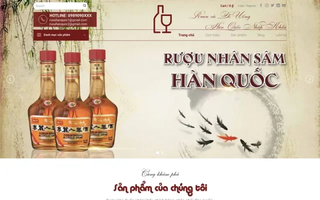 Mẫu web bán rượu hàn quốc