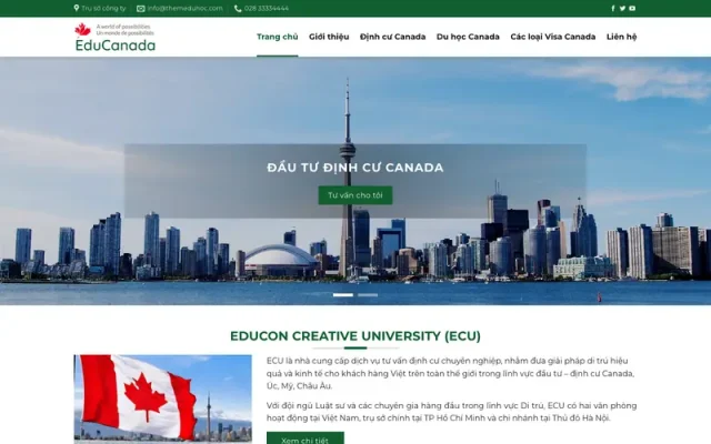 Mẫu web tư vấn du học, định cư nước ngoài 3