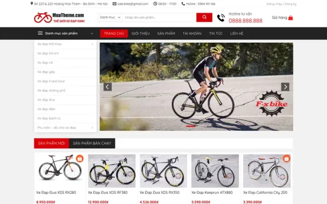 Mẫu web bán xe đạp tuyệt vời