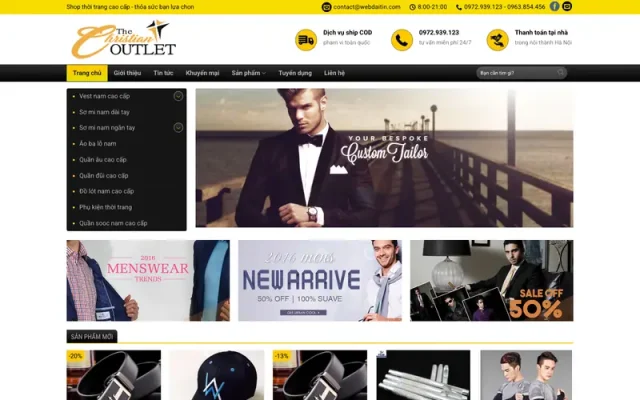Mẫu web thời trang, phụ kiện nam M55